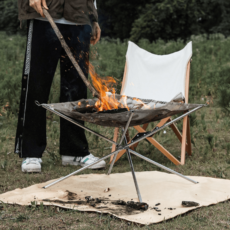 Outdoor Camping Fireplace - Foyer de camping pliable en acier,