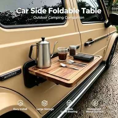 Outdoor Camping Folding Table - Table pliante en bois à fixation