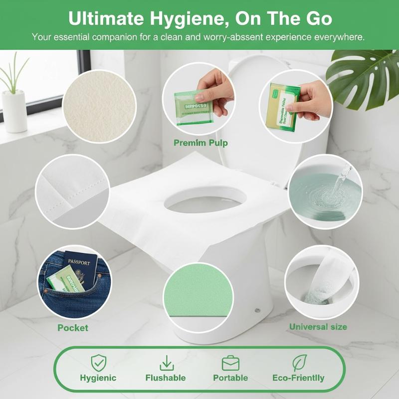 Portable Camp Toilet - Couvre-siège de toilette jetable, soluble et