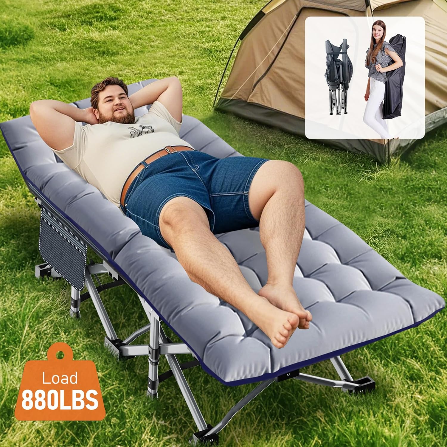 Lit de camping pliable pour ad - Outdoor Camping Cot avis et prix