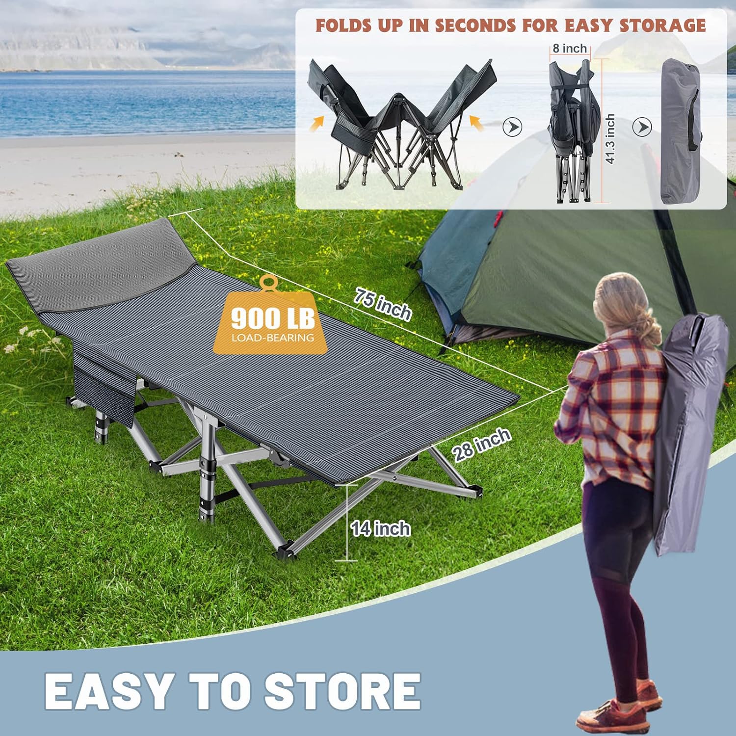 Lit de camping pliable pour ad - Outdoor Camping Cot avis et prix