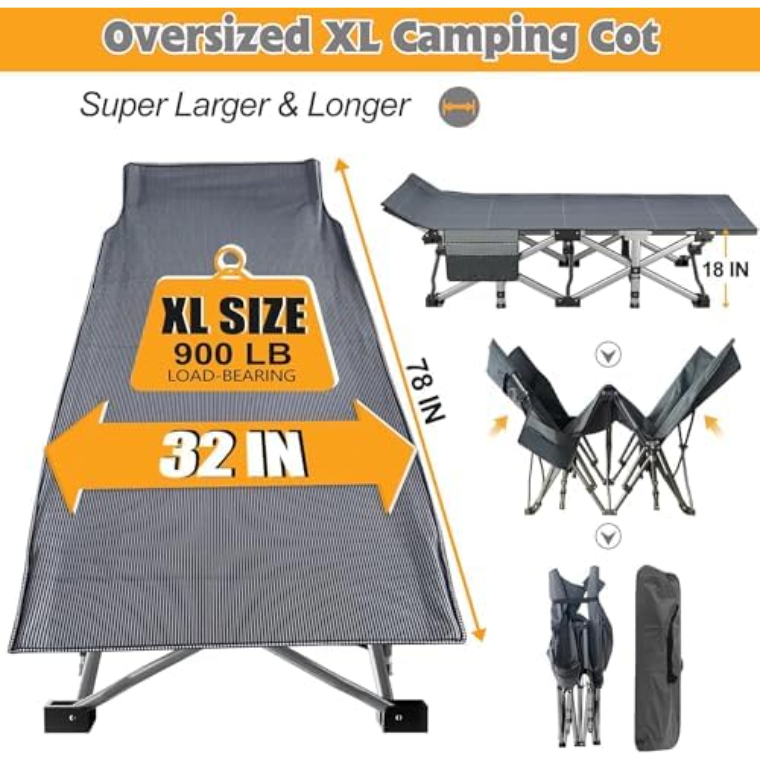 Lit de camping XXL de 32 pouce - Outdoor Camping Cot avis et prix